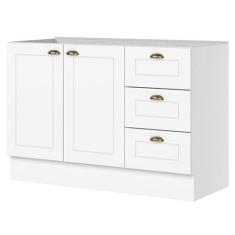 Balcão 03 Gavetas 02 Portas 120 cm Americana Branco HP - Henn