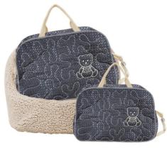 Bolsa Maternidade Ursinho Reforçada 2 Pçs Luxo Azul Rosa Top Multifunc