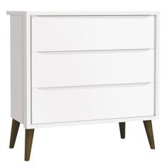 Cômoda Gaveteiro Infantil Theo Branco Acetinado com Pés Amadeirado - R