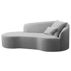 Divã Recamier Curvo Sala De Estar Recepção Inglaterra 200cm Lado Esquerdo Linho Adj Decor Cinza