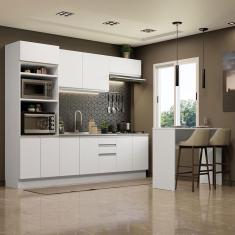 Cozinha Completa Madesa Glamy 315002 com Armário, Balcão e Bancada (Sem Tampo e Pia) - Branco