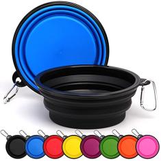 2 unidades tigelas dobráveis para cães com fecho tigela de viagem portátil gatos água comida prato para caminhadas estacionamento ao ar livre viagens