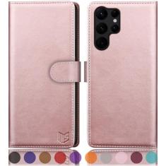 SUANPOT Capa carteira para Samsung Galaxy S24 Ultra com suporte de cartão de crédito com bloqueio de RFID, capa protetora de couro PU flip book feminina masculina para Samsung S24Ultra capa de