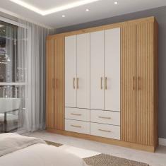 Guarda-Roupa Casal Colosseo 8 Portas 4 Gavetas Canelato/Natural - Loja