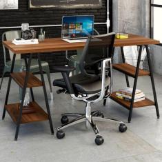 Mesa para Escritório Kuadra 4 Prateleiras Nogal - Compace
