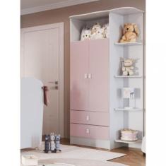 Guarda Roupa Infantil 2 Portas 2 Gavetas com Cantoneira Corujinha Perc