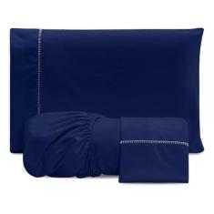 Jogo De Lençol Queen Cama Box 3 Peças Ponto Palito 400 Fios Luxo Toque
