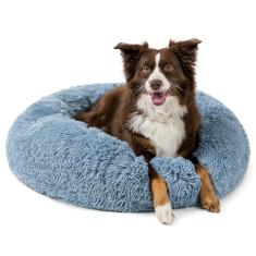 PetAmi Cama média calmante para cães e filhotes, cama redonda lavável para animais de estimação para gatos e gatinhos, cama para cães antiansiedade, cama circular de pelúcia fofa, para donuts, cabe
