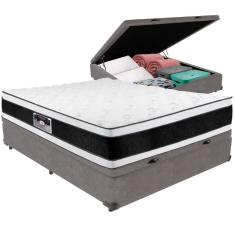 Cama Box Baú e Colchão Black & White Air Double Face Espuma D33 Casal Castor