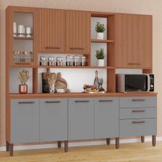 Armário de Cozinha Diana 100% MDF Tuboarte 8 Portas e 3 Gavetas