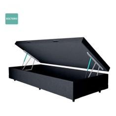 Cama Box Baú Solteiro Suede Preto 88x188x42