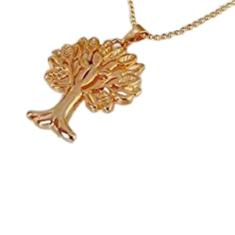 Colar Gargantilha Arvore Da Vida Folheada A Ouro.