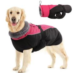 IDOMIK Casaco de inverno para cães, jaqueta refletiva à prova d'água para clima frio, casacos quentes para cães pequenos, médios e grandes, jaqueta de neve de lã para cães de gola alta, colete de