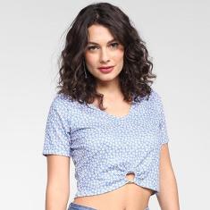 Blusa Lecimar Cropped Floral Feminina-Feminino