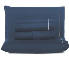 Jogo de Lençol Lidian Liso Queen 4 Peças Hiperpercal Peletizado 180 Fios - Azul Marinho