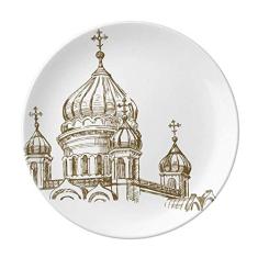 Prato decorativo de paisagem de porcelana, salver, talheres, talheres, jantar