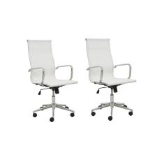 Kit 2 Cadeiras de Escritório Presidente Giratória Office Sevilha Tela Rivatti Branco