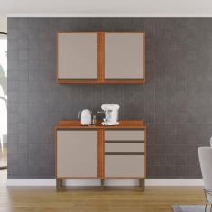 Cozinha Compacta 4 Peças 4 Portas 2 Gavetas Pérola Cinamomo/Off White