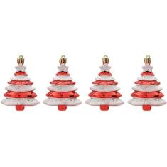 6 peças de 3,5 polegadas em forma de doces enfeites de Natal sortidos de plástico inquebrável de Natal pendurado decoração caixa conjunto feriado decoração de festa de casamento /627 (Size : Tree Red