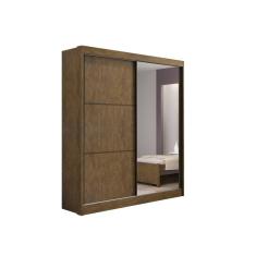 Guarda Roupa Solteiro Com Espelho 2 Portas 100% MDF Atenas Ipê - D` Doro Móveis