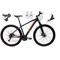 Bicicleta Aro 29 Ksw Xlt 24v K7 Câmbios Shimano Freio Hidráulico Garfo Trava - Preto/vermelho/laranja Tam.19