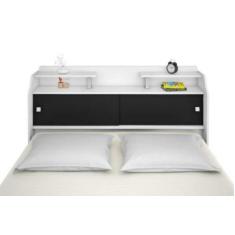 Cabeceira Box Casal Elisa Branco ou Branco/Preto - Mais de Casa