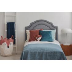 Cabeceira Solteiro Provençal Dupla 90x60 Suede Cinza - Fumê - Flamingo