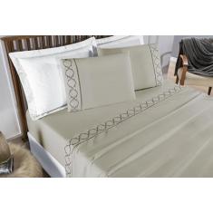 Lençol Casal Super King Madri 300 Fios 04 Peças - Caqui - Jm Enxovais