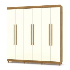 Guarda Roupa Casal 6 Portas 218 Cm Elegância Nature/champanhe - Pallazio