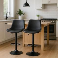 Kit 2 Banquetas Altas Com Encosto Alto Estofado Para Cozinha Balcão Ba