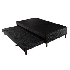 Cama Box Base c/ Auxiliar Solteiro c/ Sommier Rústico Bordado Black (88x188x30) - Paropas