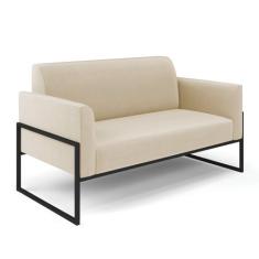 Sofá Namoradeira Base Industrial Alta Preto Marisa Suede Bege - DRossi