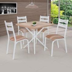 Conjunto de Mesa com 4 Cadeiras Luna Clássica Branco/Capuccino - Cipla