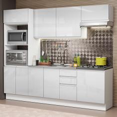 Cozinha Completa 100% mdf Madesa Acordes 250003 com Armário e Balcão - Frentes Branco Brilho