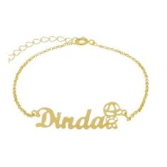 Pulseira Madrinha Dinda Menino Banhada A Ouro 18K