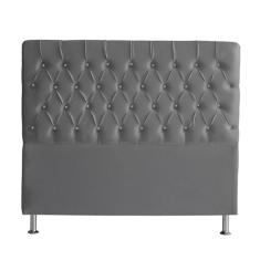 Cabeceira De Cama Box Paris Queen 160 Cm Botão Strass Suede Grafite Eli Móveis