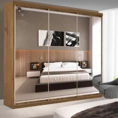Guarda Roupa Casal Premium Ivy 205,9cm com Espelho 3 Portas 4 Gavetas 