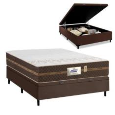 Cama Box Baú Casal Colchão Molas Flora Gazin + Box Sintético 52x138x18