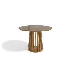 Mesa p/ Cozinha Lavanda c/ Tampo Madeirado c/ Vidro 105x105cm Nogueira/Vidro Bronze - Kappesberg