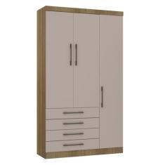 Módulo De Guarda Roupa Eucamoveis Paris 3 Portas 4 Gavetas, Avela/Cina