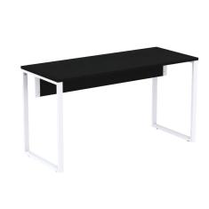Mesa Escritório P25 Tub Pandin 150 Cm (larg) Tampo Mdp Preto Pé Aço Tubular Branco