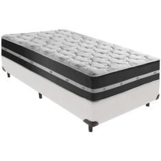 Cama Box Branco e Colchão Classic Preto Molas ensacadas Solteiro Anjos