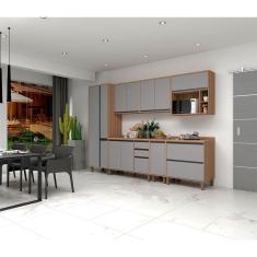 Armário De Cozinha Com 7 Peças Com Tampo Vanilla Com Cinza