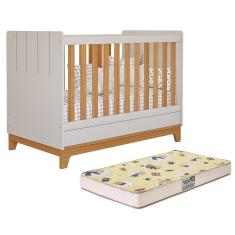 Berço Mini Cama Biscoito com Colchão Supreme - Permóbili Baby Off White/Nature