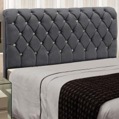 Cabeceira Fernanda 1,95 Para Cama Box King Size - Veludo Chumbo