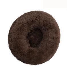 Cama de cachorro calmante para cães pequenos – Cama de cachorro pequena lavável com donut, cama de gato de pelúcia macia redonda anti-ansiedade, serve para toPets, diâmetro 35 cm