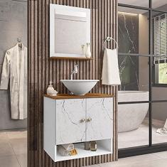 Gabinete Banheiro Deli Cuba Lume Bco Torneira DL08 Valv ABS Branco/Carrara/Nature