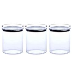 3 Potes Herméticos Redondo Empilháveis 1000ml para armazenamento de alimentos