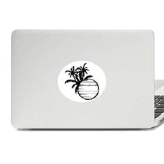 Adesivo de notebook com emblema de vinil de coqueiro de praia preta