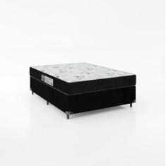 Cama Box Casal + Colchão D33 One Face - 56x138x188cm -Suede Preto